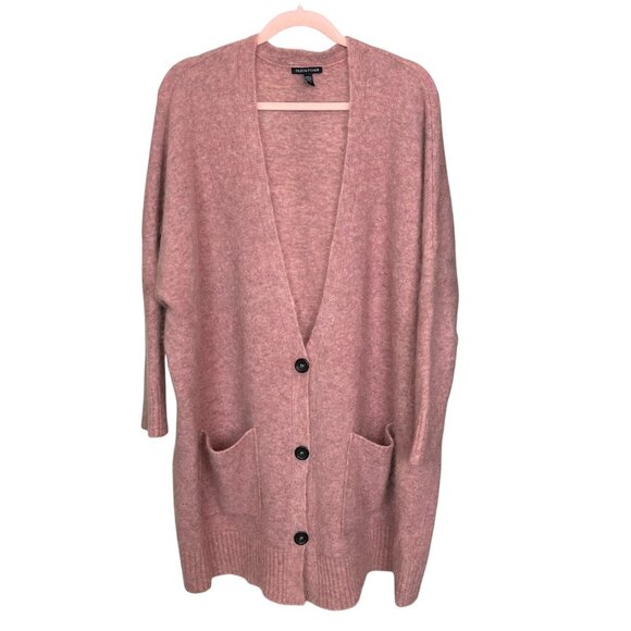 Eileen Fisher Mohair Blend Longline Cardigan Pink 2X Wool Mohair - Picture 2 of 12